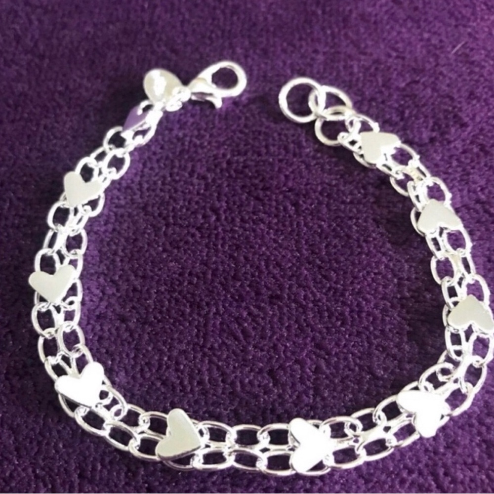 Sterling Silver Heart Link Bracelet